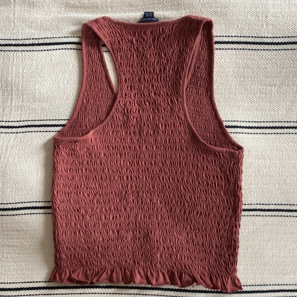AE Ruched Stretchy Mauve Ruffle Tank - M - Picture 3 of 4